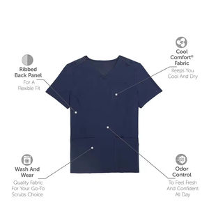 T-shirt à manches courtes et col en V de haute qualité pour femmes, tenue d'été professionnelle, uniforme d'infirmière, usage hospitalier, unisexe, pour médecins, en toile - Product Image 6