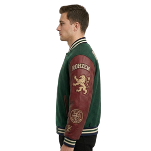 High Quality ODM OEM Customized Unisex Vintage Varsity <b>Jacket</b> Wool Body Genuine Leather Sleeves Patchwork Letterman <b>Jacket</b> - Product Image 5