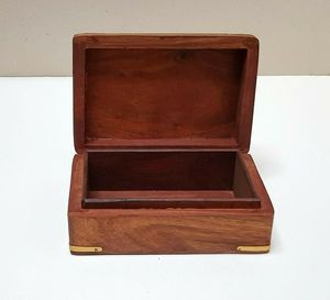 Handcrafted Wooden Box with Brass Inlay Design Elegant <b>Storage</b> <b>Chest</b> (8 x 5 x 2.5 inch) Vintage Decorative Jewelry - Product Image 3