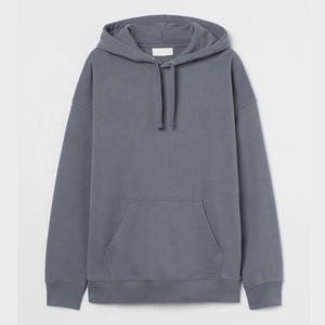 Sweat-shirt à capuche gris pour homme, coupe classique, couleur unie, pull décontracté, 100% coton, molleton tricoté - Product Image 3