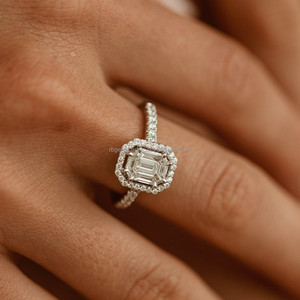 Bague de fiançailles pour femme RB Gems, diamant naturel vif certifié IGI CVD HPHT, or jaune 14 carats, moissanite taille princesse excellente - Product Image 2