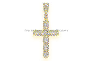 Colgantes y Dijes de Lujo de Oro Sólido de 10K con Cruz de Jesús y Diamantes Cultivados en Laboratorio, Diseño Religioso Cristiano Personalizado, de Última Tendencia - Product Image 6