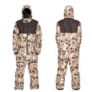 Traje de esquí y snowboard unisex con estampado de camuflaje marrón, personalizado, impermeable, con capucha, cremallera, mono cálido y transpirable de forro polar. - Product Image 1