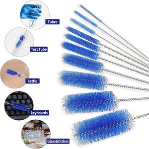 Set di spazzole per la pulizia delle bottiglie con tubo in nylon da 8 pollici, con gancio per bottiglie e tazze a collo stretto, set da 10 pezzi - Product Image 2