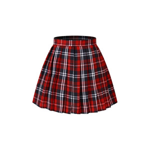 ABRA SPORTS Jupe plissée rouge à carreaux pour femmes adultes, longueur genou, style preppy, tissu tissé 240g, coupe classique, toutes saisons - Product Image 1