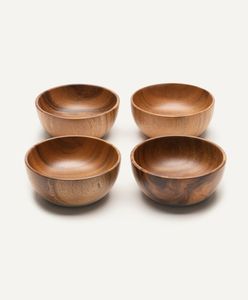Ensemble de bols en bois artisanal de qualité supérieure, bols à salade et de service en bois massif naturel pour la cuisine, vaisselle durable et écologique en promotion - Product Image 6