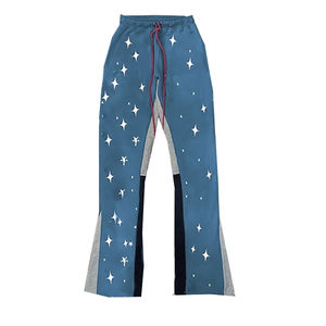 Pantalon de survêtement évasé personnalisé avec strass pour homme, 100 % coton, coupe large, style streetwear, vente en gros OEM - Product Image 2