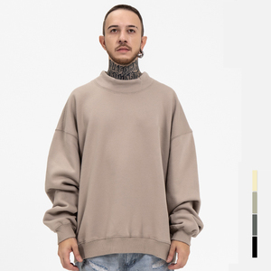 Sweat-shirt à col roulé oversize 100% coton French Terry unisexe, respirant, couleur unie, logo sur le devant, vêtement d'automne - Product Image 6