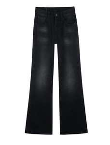 Jean en denim droit respirant à pois unis pour femme, taille mi-haute, style décontracté vintage - Product Image 3
