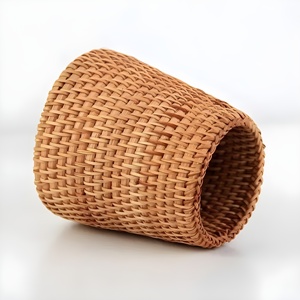 Soporte de exhibición de lápiz de ratán de estilo rural, organizador de escritorio, cesta, material natural, bolígrafo estuche para hecho a mano, soporte para oficina - Product Image 3
