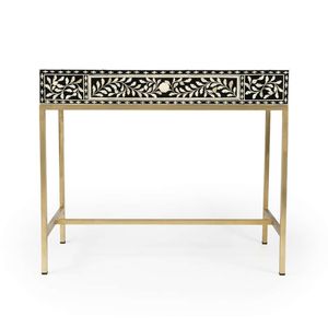 Table console en os incrusté de style designer, meuble console en bois artisanal avec motifs incrustés détaillés - Product Image 1