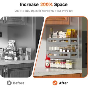 4 Pack Strong Magnetic Spice Rack for Refrigerator Multipurpose 4-Hook <b>Shelf</b> Organizer for <b>Kitchen</b> & Bathroom - Product Image 6