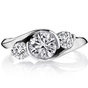 Bague en moissanite taille ronde en argent sterling 925 plaqué or blanc, bague de fiançailles, de mariage, de promesse, solitaire, bijou élégant - Product Image 1