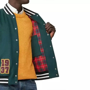 2026 Wholesale <b>Men's</b> Button up Baseball College <b>Jacket</b> Customized Color Varsity <b>Jacket</b> For <b>Men</b> OVO Western - Product Image 2