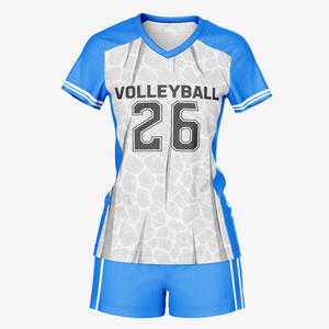 Maillot de volley-ball pour femmes à motif hexagonal bleu et blanc, respirant, pour les matchs d'équipe - Product Image 3