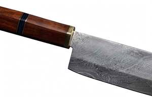 Couteau de chef artisanal en acier Damas, manche octogonal en bois, virole en laiton - Product Image 6
