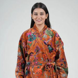 Kimono largo de terciopelo, bata abierta, chal de terciopelo, cubrecuerpo con cinturón, kimono japonés de playa, precio de fábrica - Product Image 1