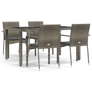 Set da Pranzo da Giardino Grigio per 4 Persone, Struttura in Alluminio e Rattan, Resistente alle Intemperie, Design Contemporaneo - Product Image 2