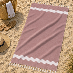 Serviette Fouta en coton de haute qualité avec motif rayé, serviette Hammam à prix abordable, provenant d'un fabricant indien. - Product Image 1
