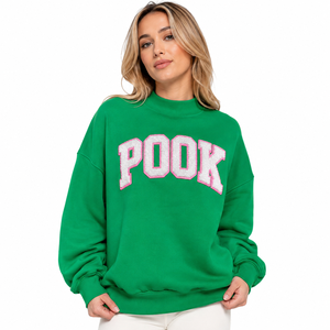 Custom Womens Oversized Mock Neck Sweatshirt Chenille Embroidered Fleece Pullover Loose Fit Casual Streetwear OEM ODM Manufactur - Product Image 1