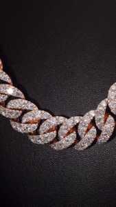 23mm Lab Grown Diamond Cuban Chain 925 <b>Silver</b> VVS Iced Out Rose Gold Plated Hip Hop Luxury <b>Necklace</b> Pass Tester Bulk Customized - Product Image 3