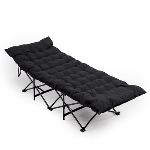 Lettino Pieghevole Portatile Nero con Materasso Morbido per Campeggio, Casa, Ufficio, Pisolino, Spiaggia, Viaggi, Lettino per Adulti - Product Image 4