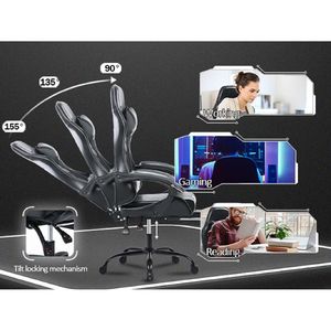 Adult Ergonomically Designed Electronic Gaming Chair with PU Leather Lounge Chair Footstool Waist Support Game Lounge Chair - Product Image 2