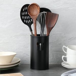 Support de rangement minimaliste cylindrique en métal pour ustensiles de cuisine, pour cuillères, fouets, spatules, durable - Product Image 1