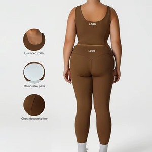 Ensemble de yoga pour femme grande taille, effet seconde peau, avec haut froncé taille haute et pantalon gainant, séchage rapide, respirant, couleur unie sur le devant, coupe ajustée - Product Image 4