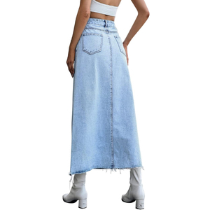 Factory Wholesale High Waist Long Baggy Skirt Maxi Style Ladies Long <b>Denim</b> Cotton Jeans Korean <b>Stretch</b> Women's Skirts New High - Product Image 6
