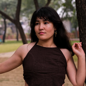 Handcrafted Artisan Women Dark Brown Crinkle Cotton Halter Neck Crop <b>Top</b> Breathable Sleeveless Backless Boho <b>Festival</b> Blouse - Product Image 1