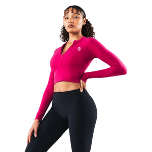 Soutien-gorge de sport pour femme à manches longues et fermeture éclair sur le devant, coupe courte, extensible, pour yoga, gym, entraînement, maintien et performance, vêtement de sport actif - Product Image 2