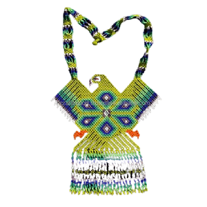 Fait à la main meilleure vente collier de perles de rocaille couleurs assorties aigle spirituel Huichol bijoux or motif géométrique anniversaires - Product Image 2