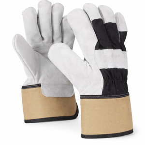Gants de travail industriels en cuir pour la manipulation du bois avec coutures renforcées et dos en tissu durable pour les acheteurs B2B - Product Image 1