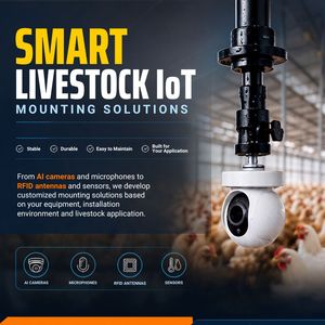 Support de caméra en aluminium avec bras réglable en trois sections pour la surveillance IA des fermes avicoles - Product Image 1