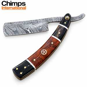Navaja Plegable Tradicional Hecha a Mano de Acero de Damasco, Lista para Afeitar, para Uso Industrial y de Barbería, con Mango de Madera, OEM Disponible - Product Image 3
