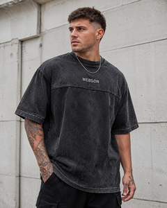 T-shirt décontracté à manches courtes et col rond pour homme Webson, coupe classique, en coton lavé/fibre de bambou, séchage rapide, respirant, écologique, pas cher - Product Image 4
