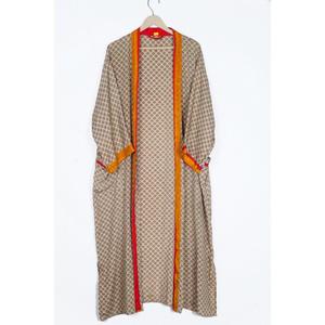 Robe Kimono Maxi Vintage en Soie Recyclée pour Femme, Élégante, Patchwork, Col en V, Cordon de Serrage, Respirante, Séchage Rapide, Idéale pour l'Été - Product Image 3