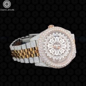 Charm_Jewells Montre de luxe pour femme en acier inoxydable, boîtier rond, mouvement à quartz analogique, lunette sertie de diamants, fermoir pliant, 38 mm - Product Image 1