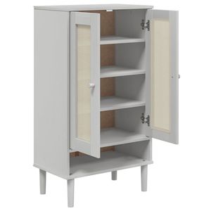 Armoire à chaussures en bois de pin massif blanc, solution de rangement pratique pour chaussures - Product Image 5