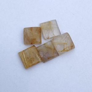 Gema Cabujón Cuadrada de Rutilo Dorado, Piedra Suelta Calibrada Natural para Joyería al por Mayor - Product Image 6