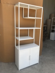 Modern <b>White</b> Iron <b>Bookcase</b> Storage Cabinet Display Shelving Unit Partition Rack for Living Room Office - Product Image 5