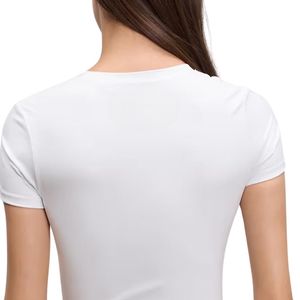 T-shirt en lin mélangé pour femme, manches courtes, col rond décontracté, respirant, léger, haut d'été, tissu naturel doux, vente en gros - Product Image 4
