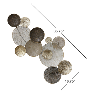 Escultura de Pared de Disco Metálico Abstracto de Lujo, Arte Geométrico Texturizado en Dorado, Plateado y Negro para Decoración Interior Moderna - Product Image 2