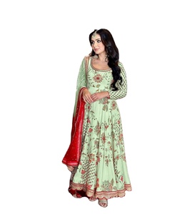 Festival Exclusivo Anarkali Vestido Nueva colección de Faux Georgette Seda Longitud larga Cosido completo Salwar con Dupatta Ready Wear - Product Image 1