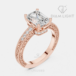 Bague de fiançailles de luxe en or blanc 14 carats avec diamant de laboratoire taille émeraude 2,08 carats, couleur F+, clarté VS+, bijou de mariée, cadeau pour femme - Product Image 4