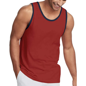 Débardeur de sport décontracté pour homme en coton respirant 140 GSM, col rond, avec logo personnalisé, idéal pour la musculation - Product Image 1