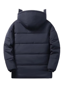 Wholesale Custom <b>Men's</b> Vintage Puffer Jacket New Design Fashion Quilted Bomber <b>Hood</b> White Waterproof Bubble <b>Coat</b> <b>Fur</b> Front - Product Image 3