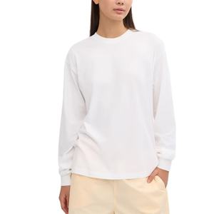 Camisetas Personalizadas de Manga Larga para Mujer, Tallas Grandes, 100% Algodón, Camiseta Holgada de Manga Larga para Mujer - Product Image 1