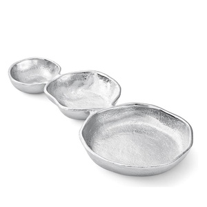 Juego de Tazones para Servir Hechos a Mano, Irregulares, de Aluminio Resistente, Diseño Wabi Sabi, Acabado Mate, Vajilla Decorativa para Fiestas - Product Image 1